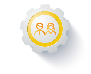 Gear icon representing workforce management and staffing